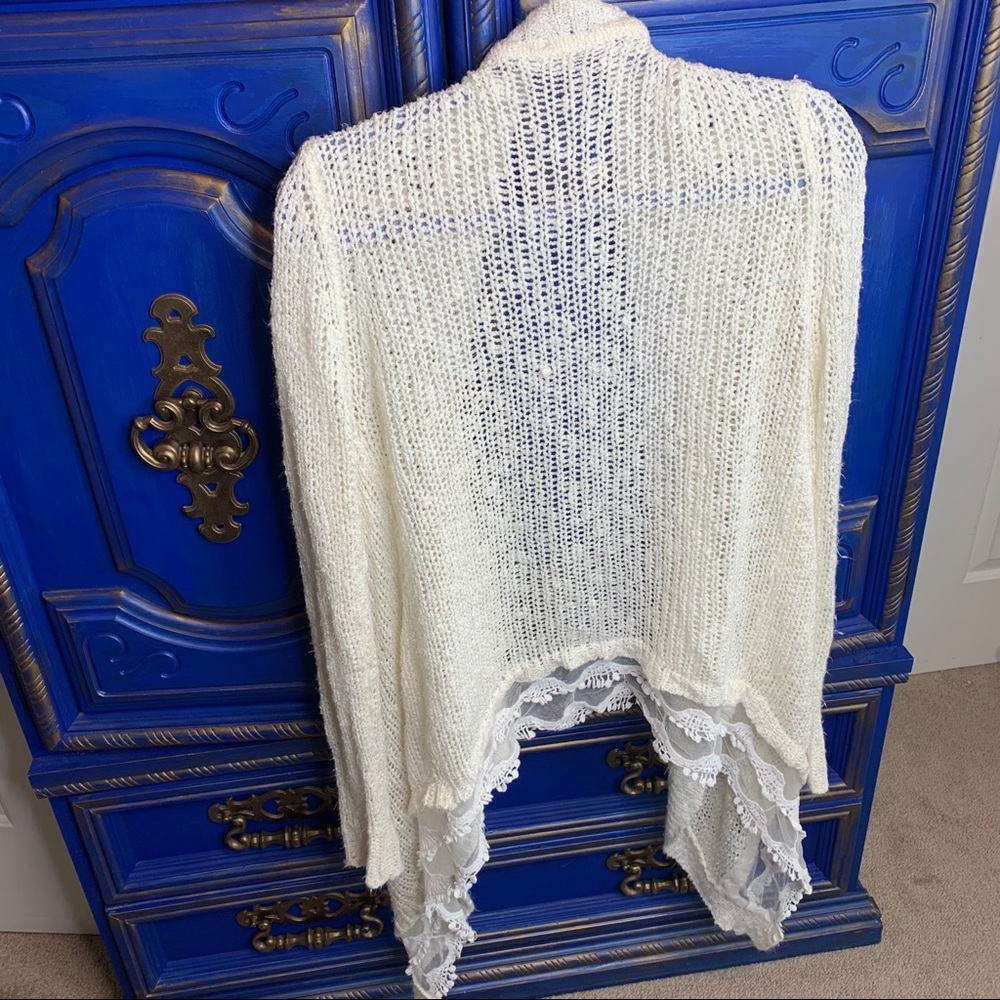 Classic Han Clothing Knit Open Cardigan Lace Large - Picture 3 of 3